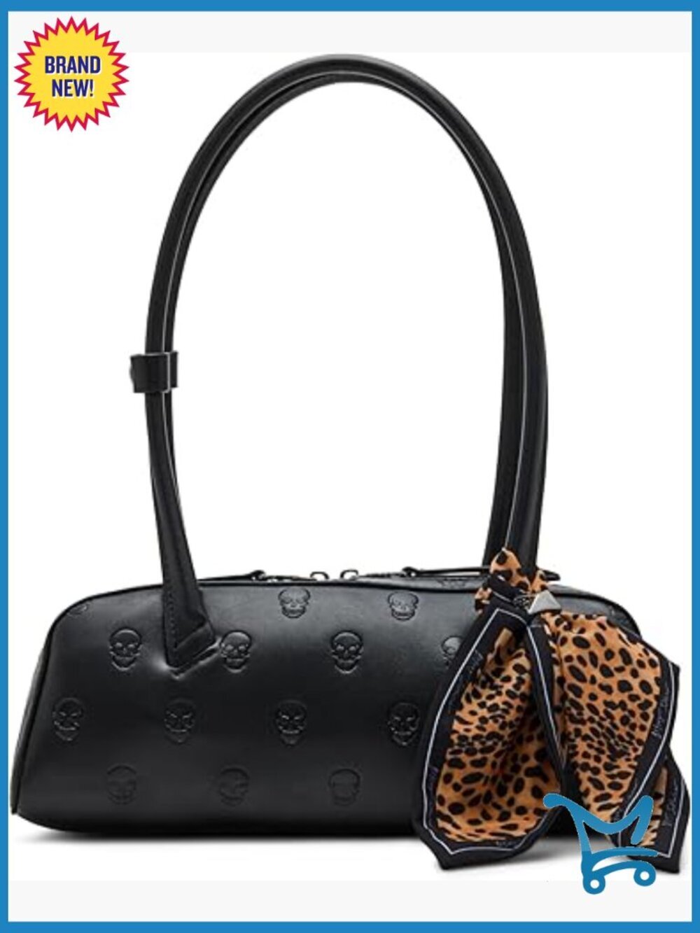 Faux Leather Shoulder Bag with Removable Scarf, 12x4x4 Inches